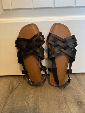 torrid Black Strappy Woven Flat Sandals